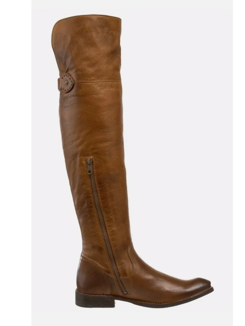 Frye Shirley Over The Knees Boots Size 7.5 Brown Leather Thigh High Fold Over - Picture 1 of 16